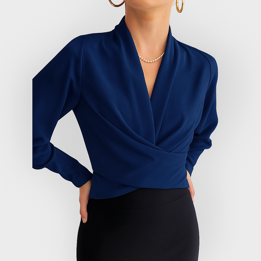 Viridiana - Dames top met overslag en lange mouwen