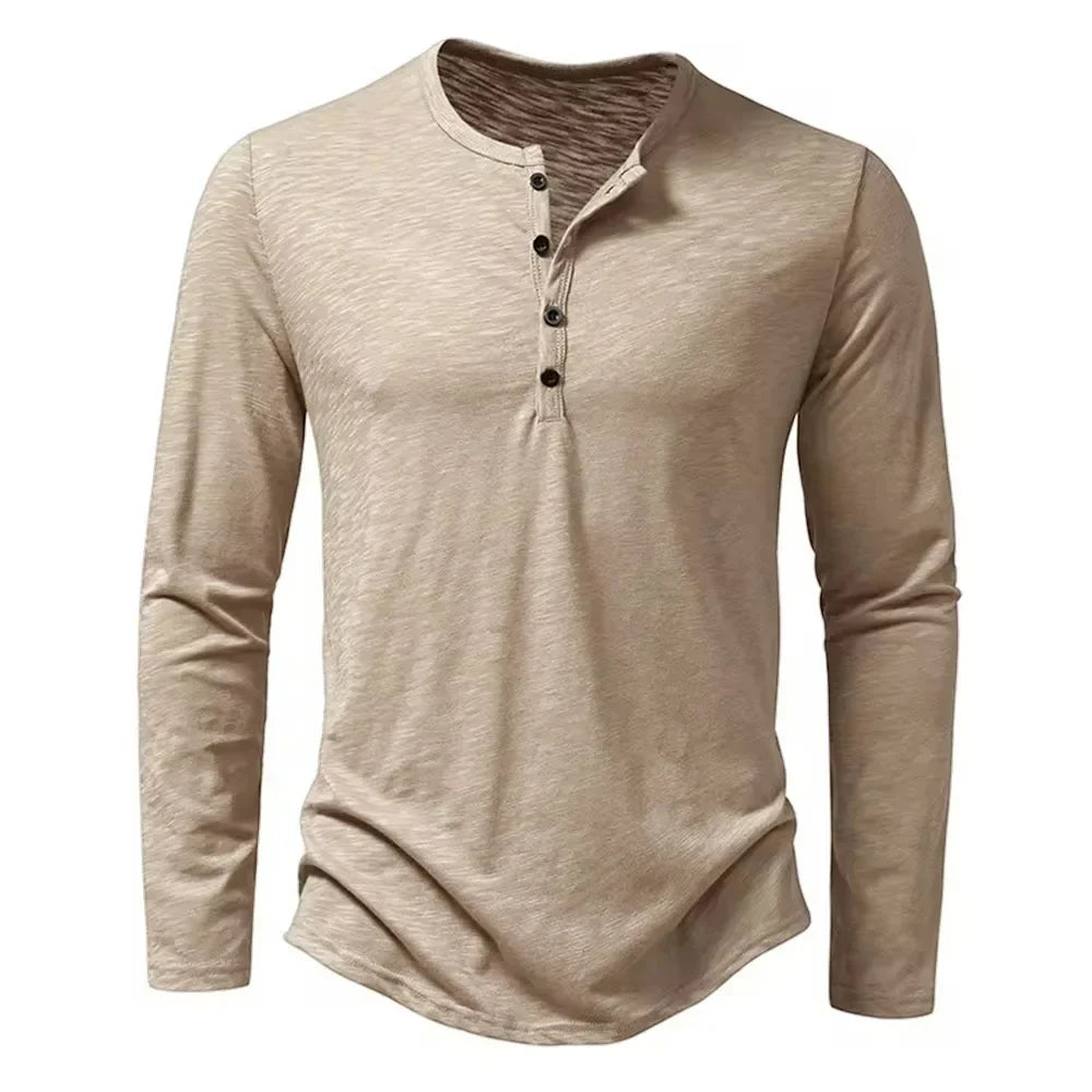 Alfric - Heren longsleeve shirt met knoopsluiting