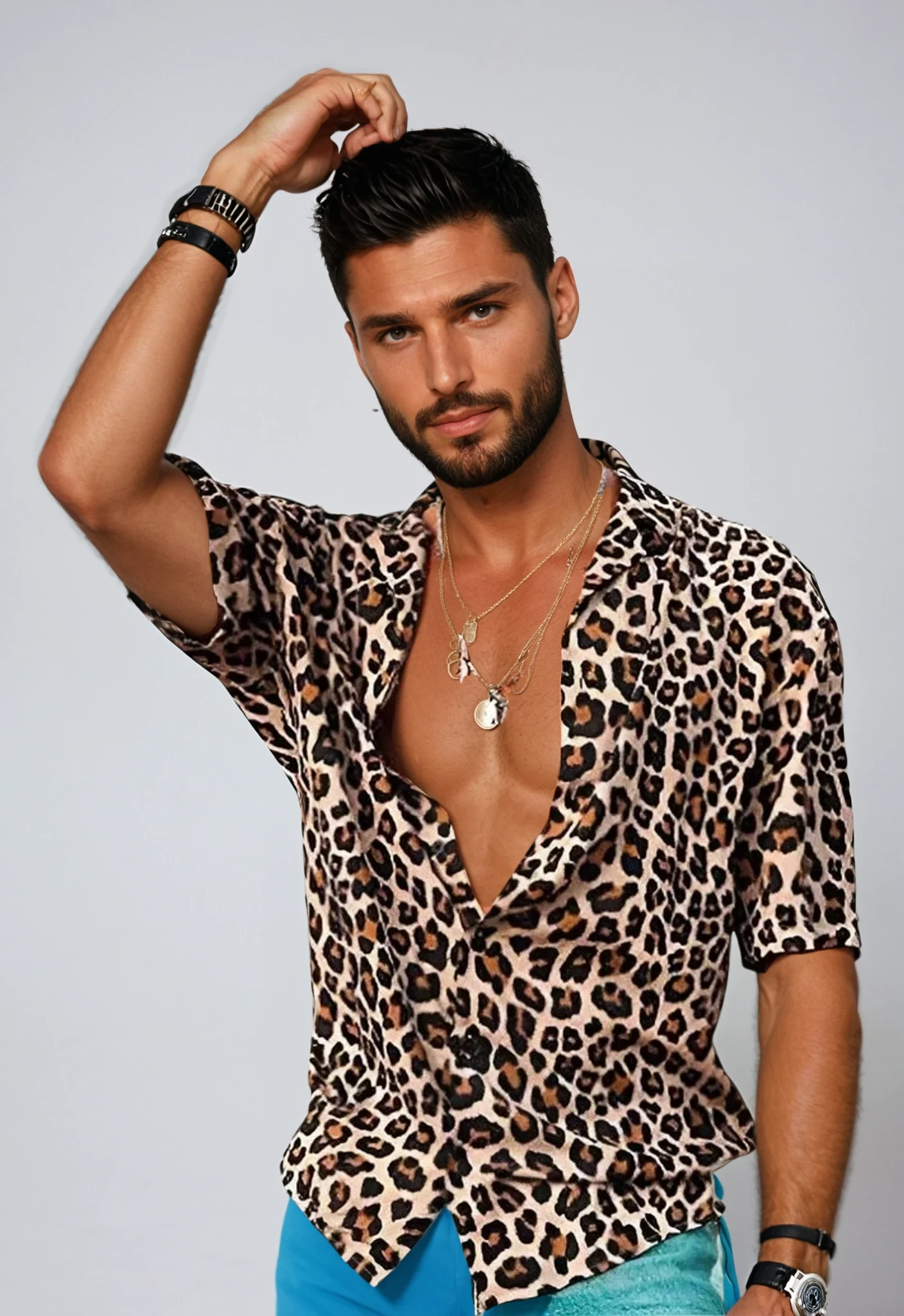 Zach | Heren zomers poloshirt met luipaardprint