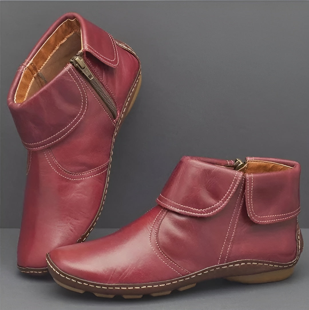 Leonarda - Comfortabele dames enkelboots met rits en klittenband