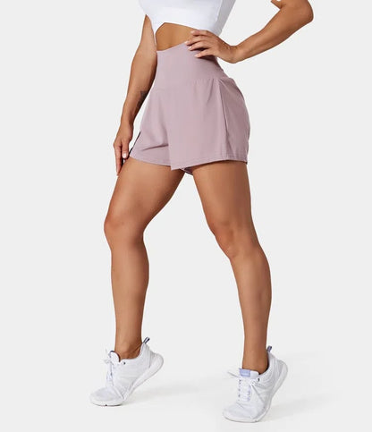 Dora - Dames sportshort met hoge taille en binnenbroek met zak