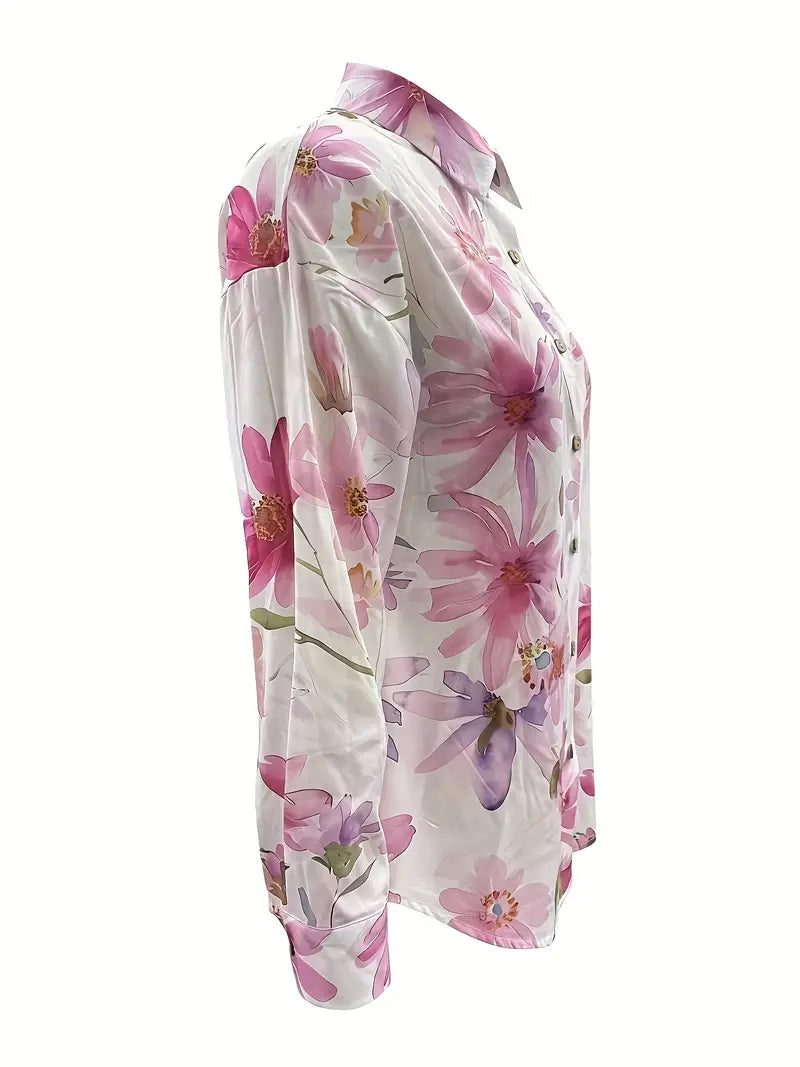 Arlinda - Dames blouse met opstaande kraag en knoopsluiting