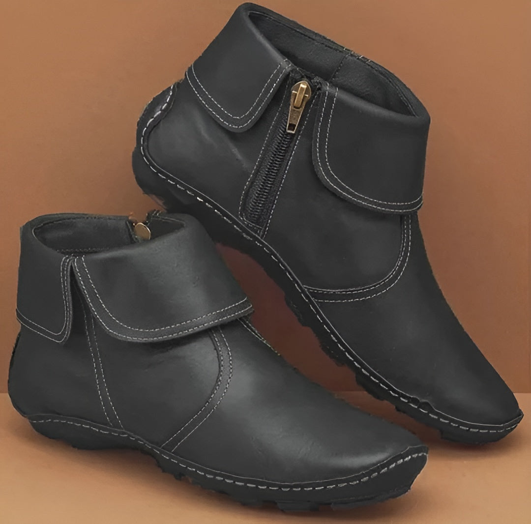 Leonarda - Comfortabele dames enkelboots met rits en klittenband
