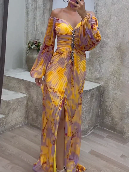 Idony - Maxi jurk met ballonmouwen