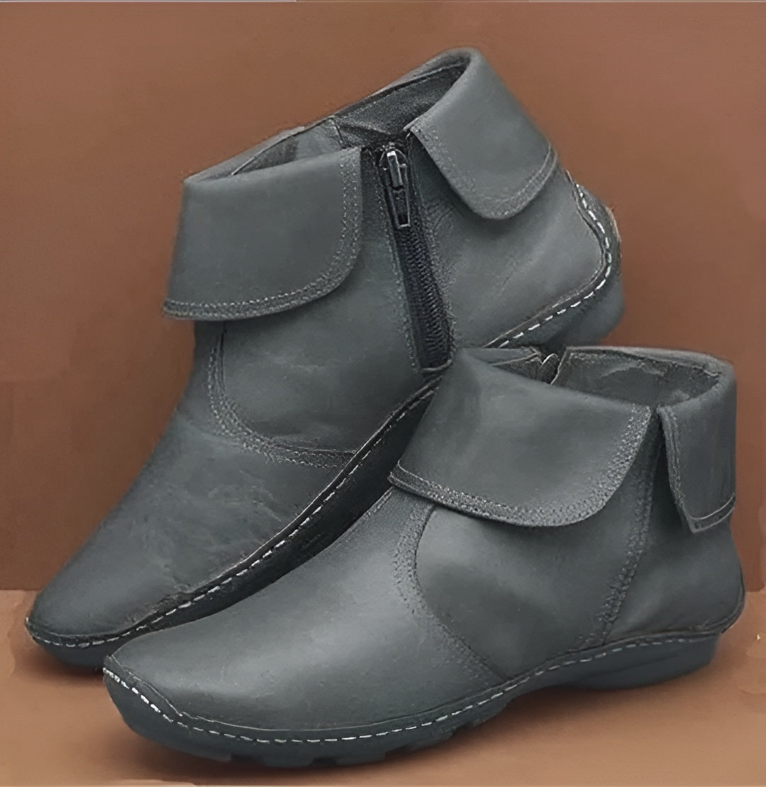 Leonarda - Comfortabele dames enkelboots met rits en klittenband