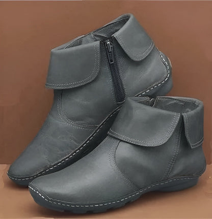 Leonarda - Comfortabele dames enkelboots met rits en klittenband