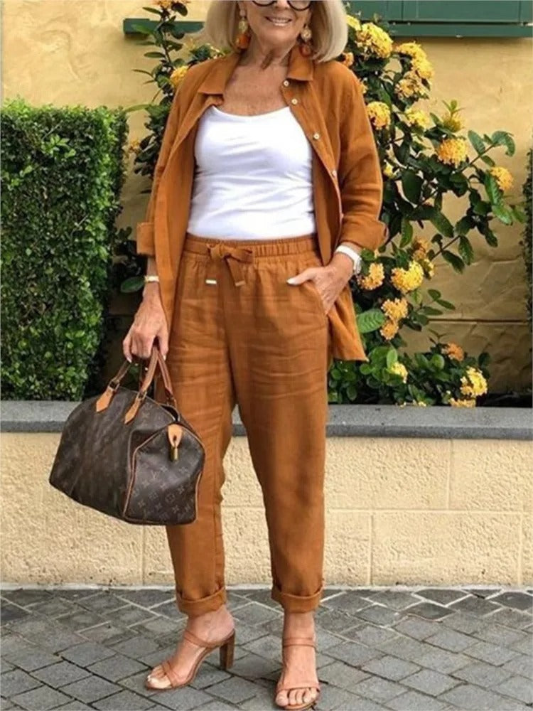 Lila – Luchtige tweedelige linnen zomer set