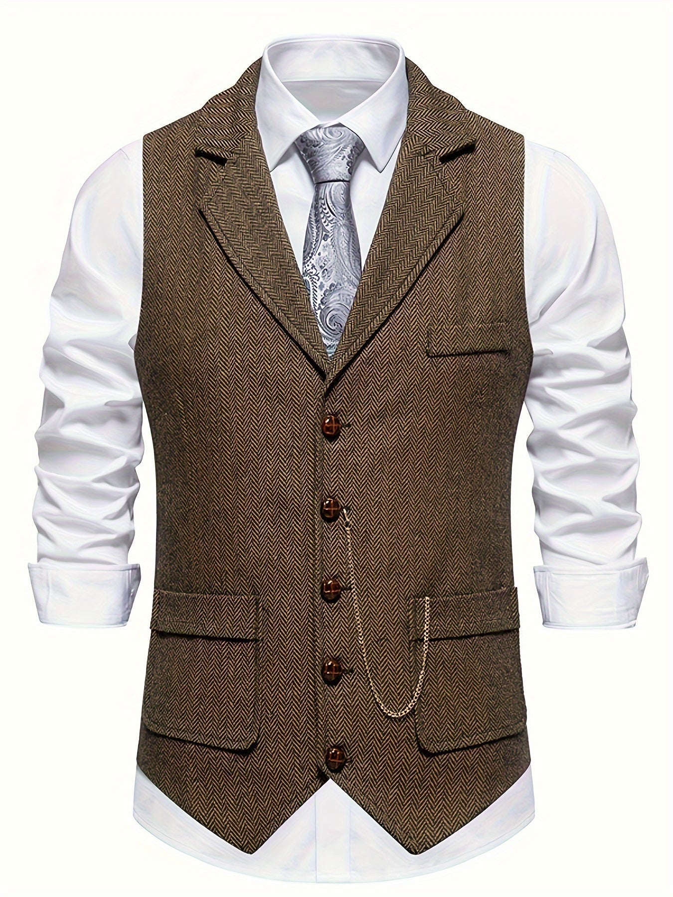 Archie – Heren gilet in visgraatmotief voor formele outfits
