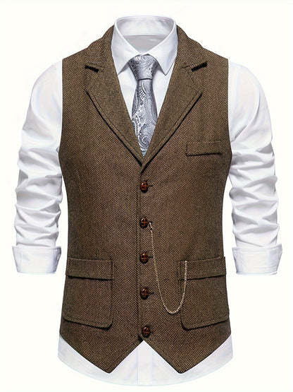 Archie – Heren gilet in visgraatmotief voor formele outfits
