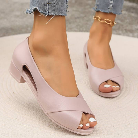 Soledad - Open peep-toe instapschoenen met lage hak voor dames
