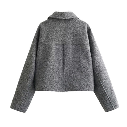 Kippie - Luxe cropped jas van wolmix