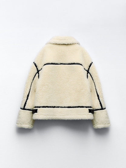 Krystal - Shearling jas met oversized kraag