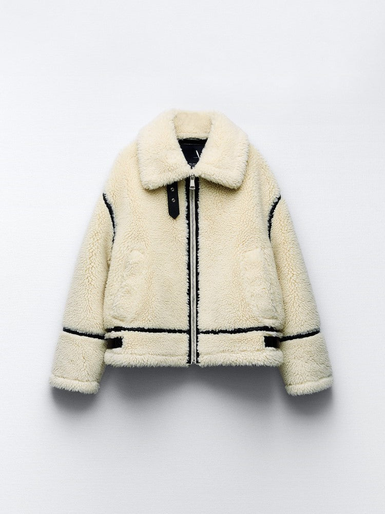 Krystal - Shearling jas met oversized kraag