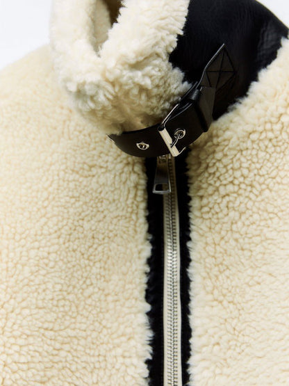 Krystal - Shearling jas met oversized kraag