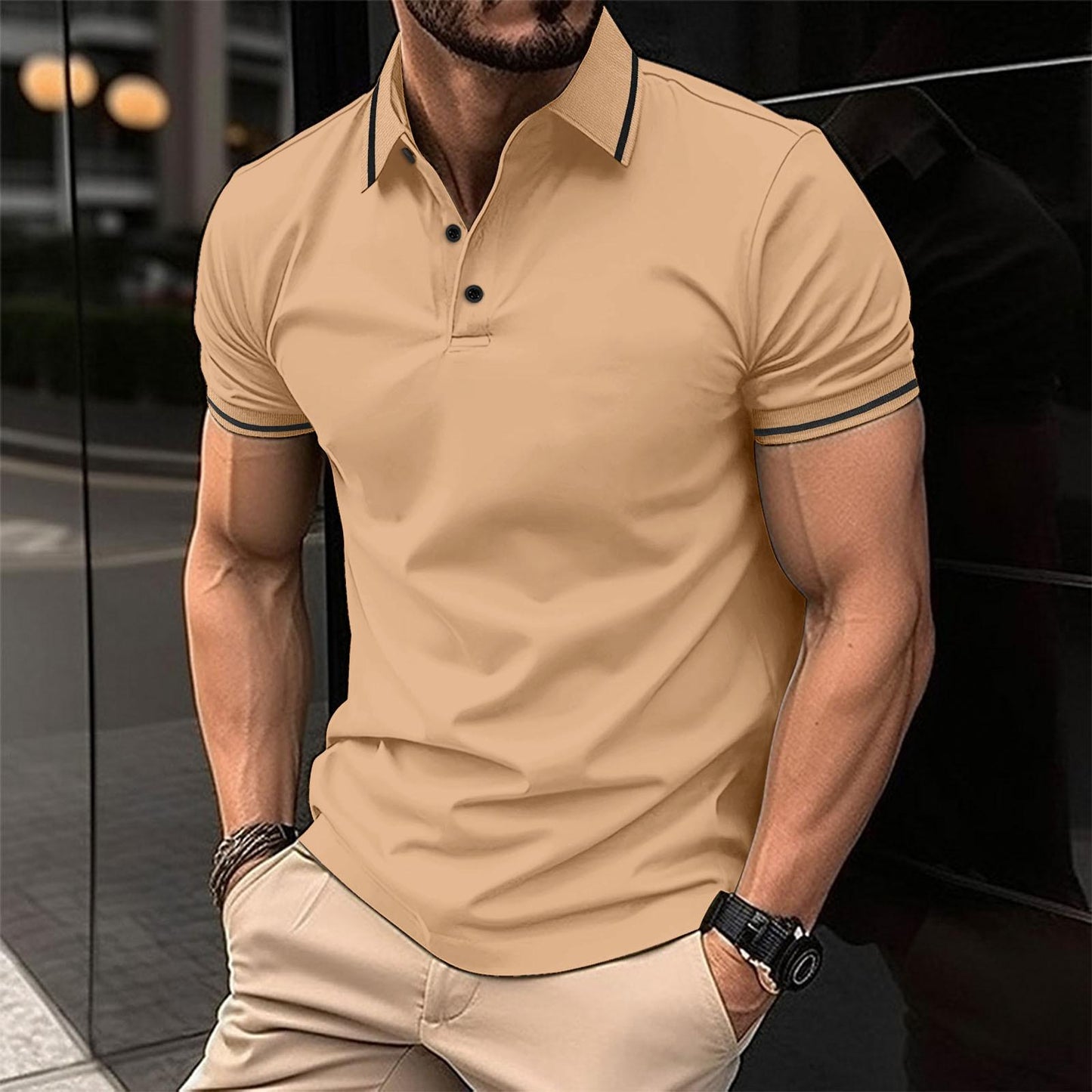 Castiel - Luxe herenslimfit poloshirt met contrasterende randen