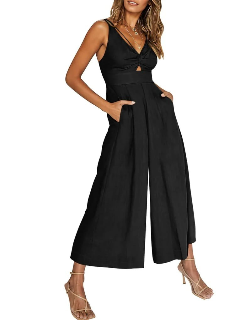 Brigitte - Mouwloze dames jumpsuit met wijd uitlopende pijpen