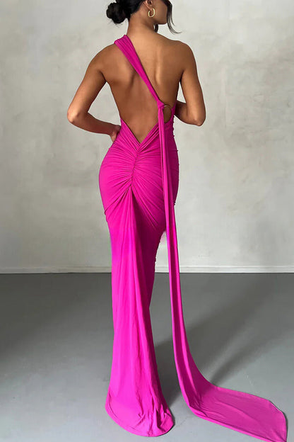 Marjorie | Dames serenity rugloze maxi jurk