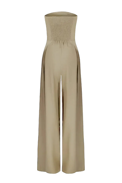 Tyra - Strapless damesjumpsuit met wijde pijpen