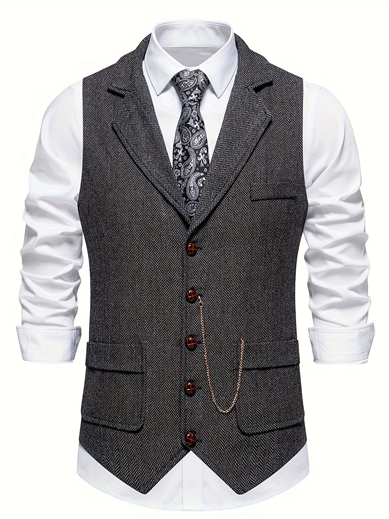 Archie – Heren gilet in visgraatmotief voor formele outfits
