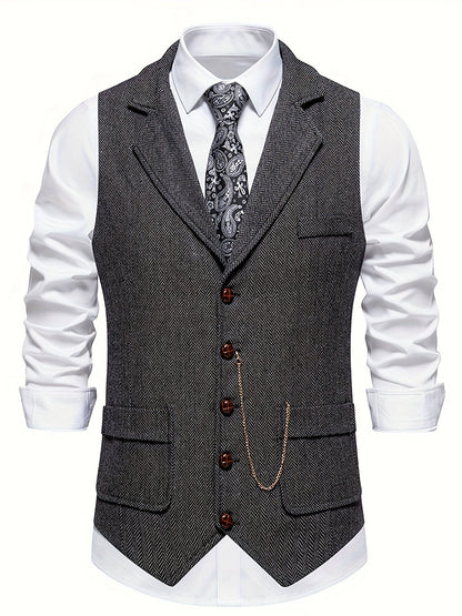 Archie – Heren gilet in visgraatmotief voor formele outfits