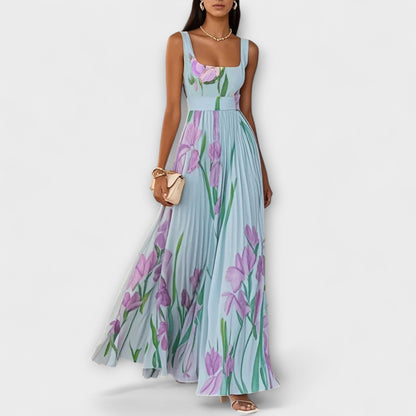 Cristiana - Mouwloze dames maxi jurk met romantische bloemenprint