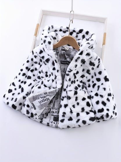 Fleece capuchonjas met luipaardprint voor meisjes in de winter - Reina