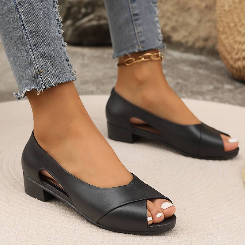 Soledad - Open peep-toe instapschoenen met lage hak voor dames