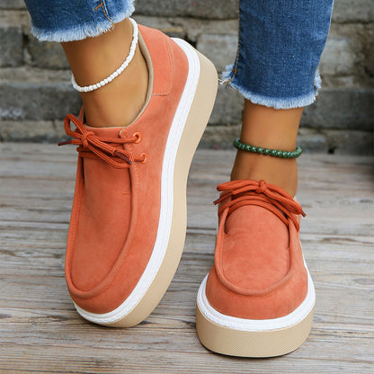 Noona - Dames platform veterschoen met suède look en verhoogde zool