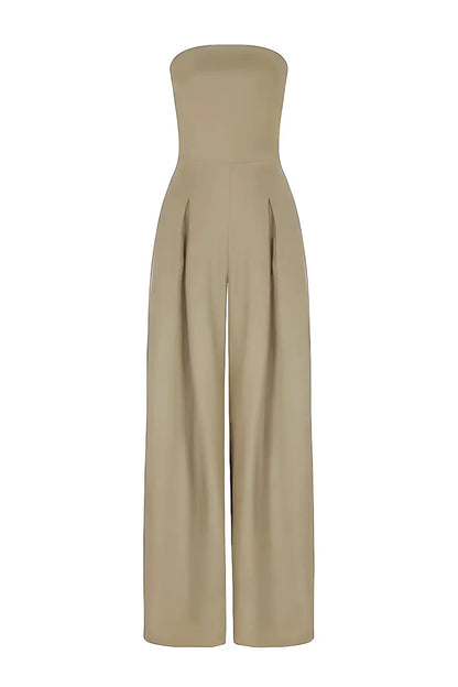 Tyra - Strapless damesjumpsuit met wijde pijpen