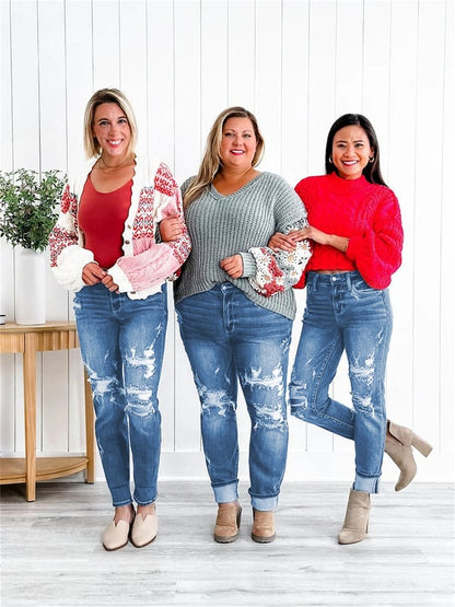 Shape 'n Stretch - Tummy Control Distressed Spijkerbroek dames