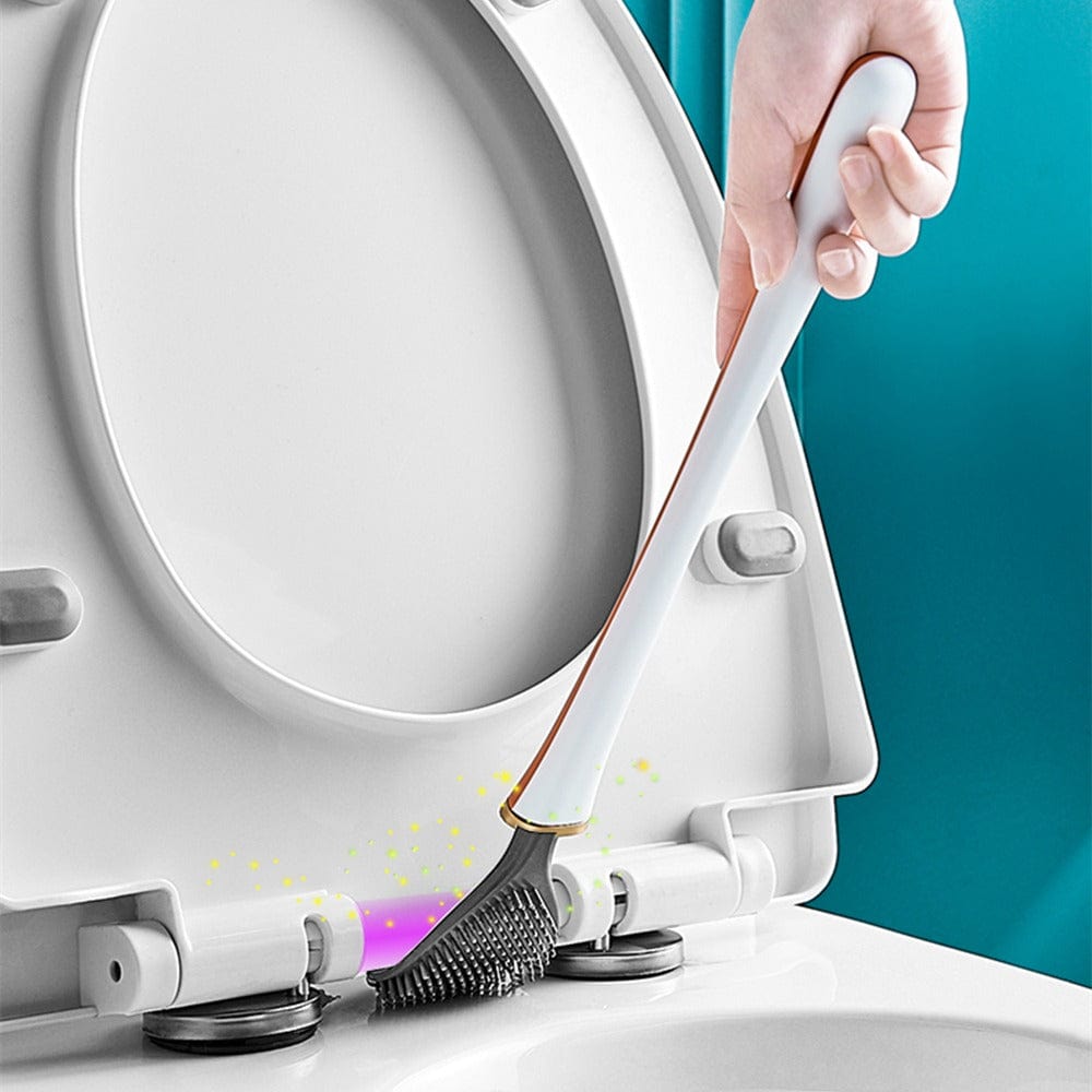 Wandgemonteerde siliconen toiletborstel met ergonomisch handvat