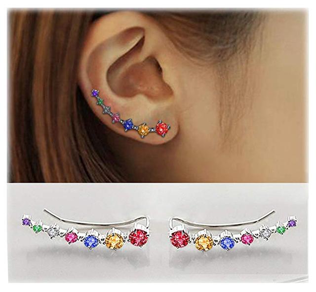Oorclips met diamantvormige kristallen voor dames