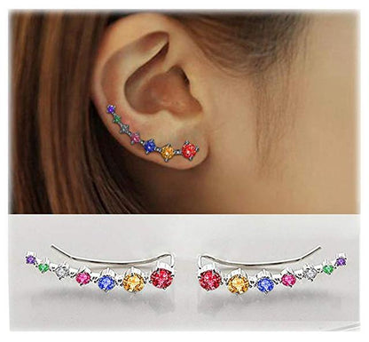 Oorclips met diamantvormige kristallen voor dames
