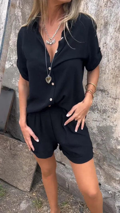 Clothilde - Tweedelige zomerset met blouse en short voor dames