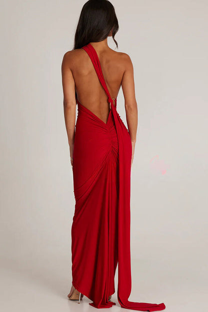 Marjorie | Dames serenity rugloze maxi jurk