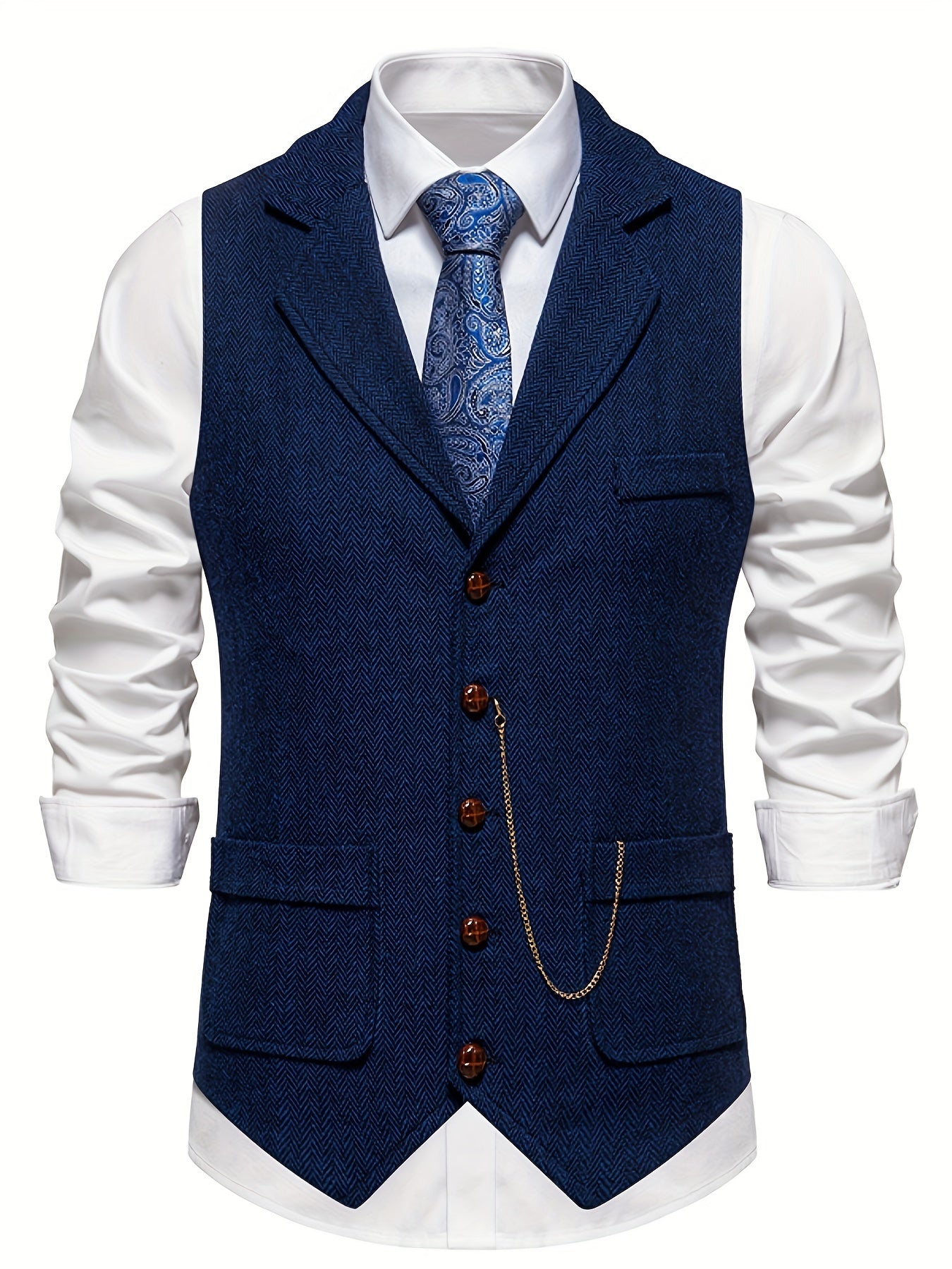 Archie – Heren gilet in visgraatmotief voor formele outfits