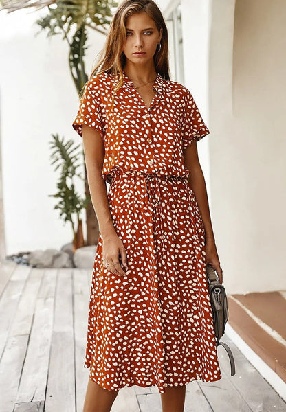 Nadezhda - V-hals zomerjurk met knoopsluiting voor dames