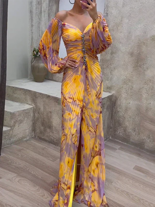 Idony - Maxi jurk met ballonmouwen