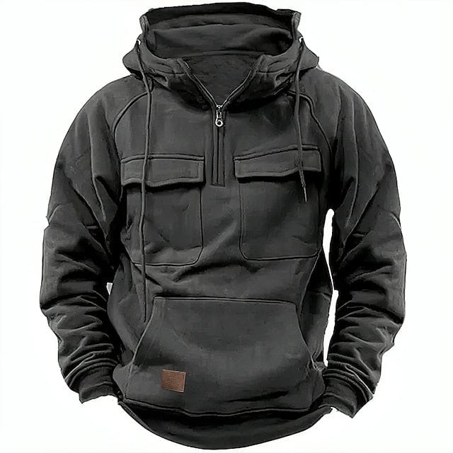 Naeem - Heren tactical pocket hoodie met half-zip