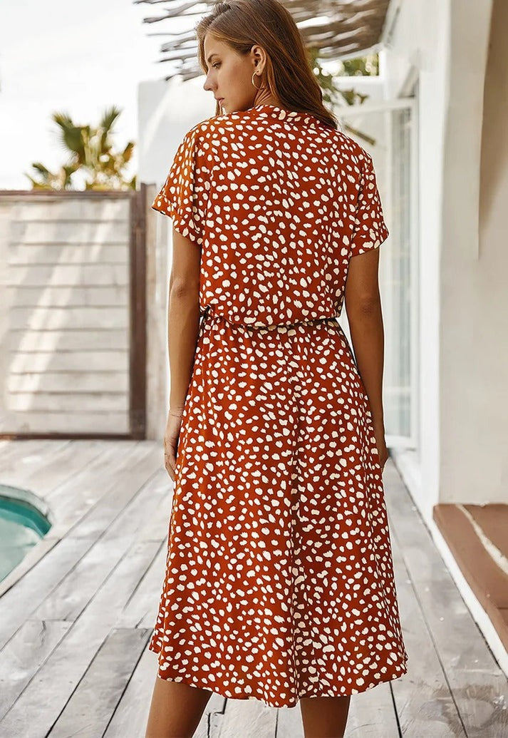 Nadezhda - V-hals zomerjurk met knoopsluiting voor dames