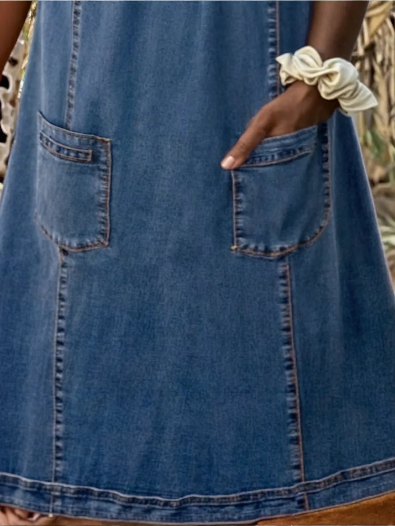 Valeria – Denim tuniekjurk met V-hals voor dames