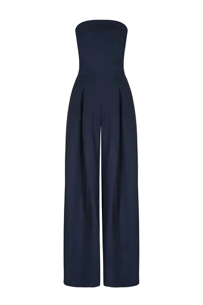 Tyra - Strapless damesjumpsuit met wijde pijpen