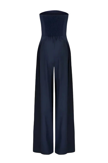 Tyra - Strapless damesjumpsuit met wijde pijpen