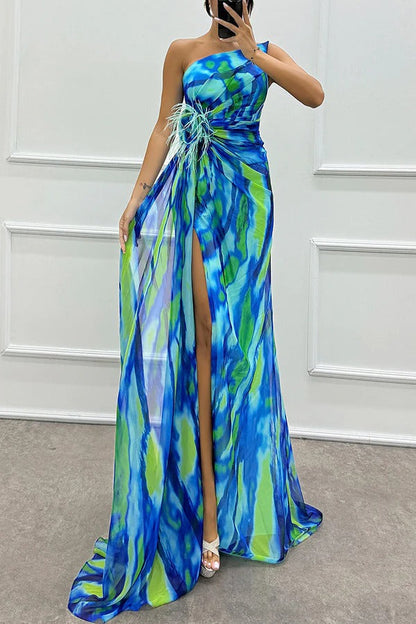 Evanthe - Asymmetrische maxi jurk met hoge split
