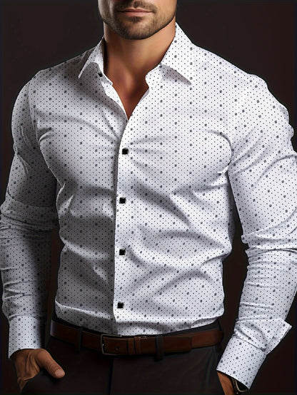 Ulrich - Heren slim fit overhemd met lange mouwen en microdessin
