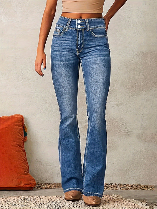 Bogdana - High-waist flared jeans voor dames met dubbele knoopsluiting