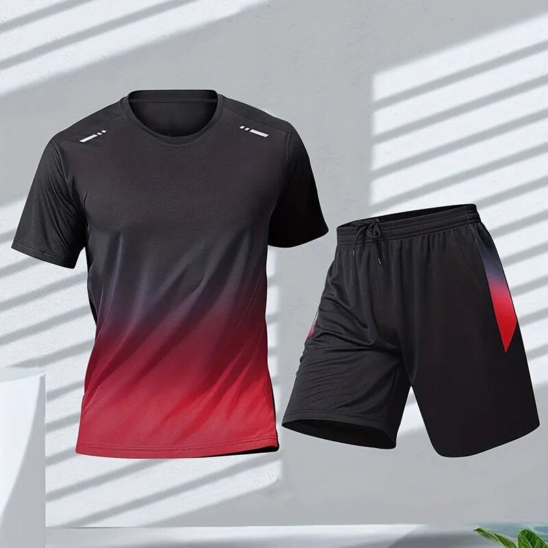 Zachary - Heren sportset met ombre effect en korte mouwen