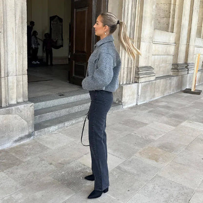 Kippie - Luxe cropped jas van wolmix