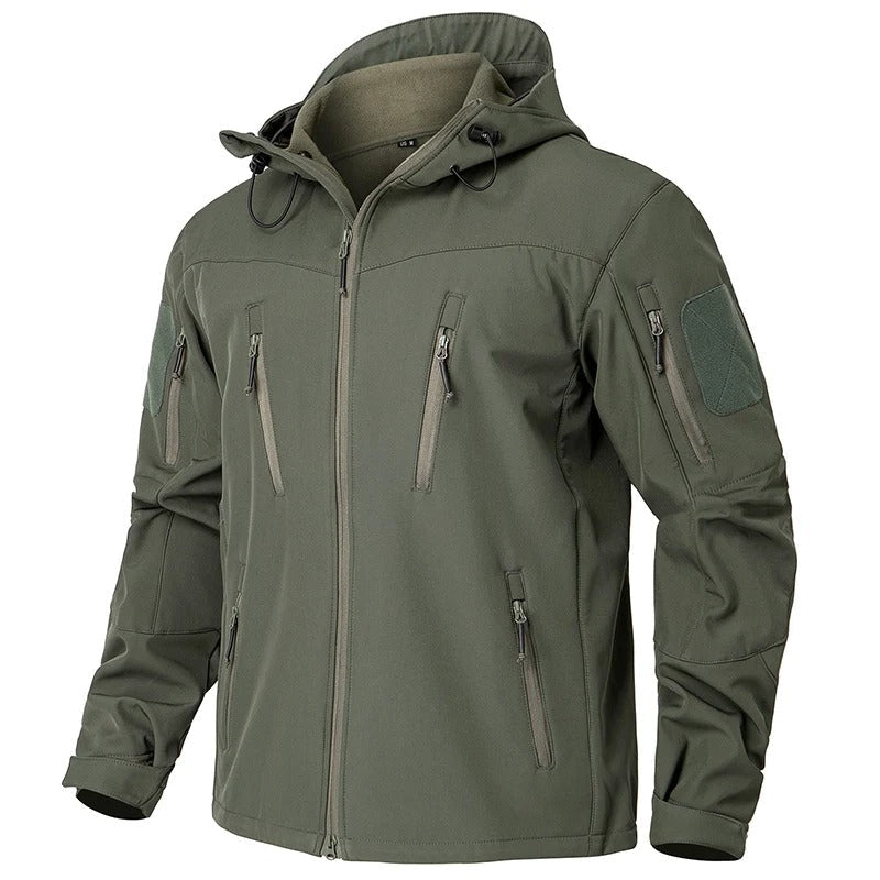 Softshell werkjas outdoorjas multi-rits waterdichte heren capuchon