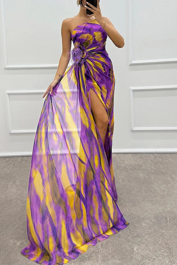 Evanthe - Asymmetrische maxi jurk met hoge split